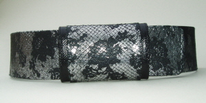 Rose Pattern Silver Foiled Python Belt